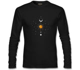 Güneş Ay ve Yıldızlar Siyah Erkek Sweatshirt