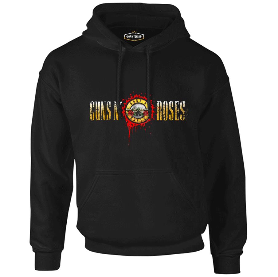 Guns N Roses - Drops Logo Black Men's Zipperless Hoodie