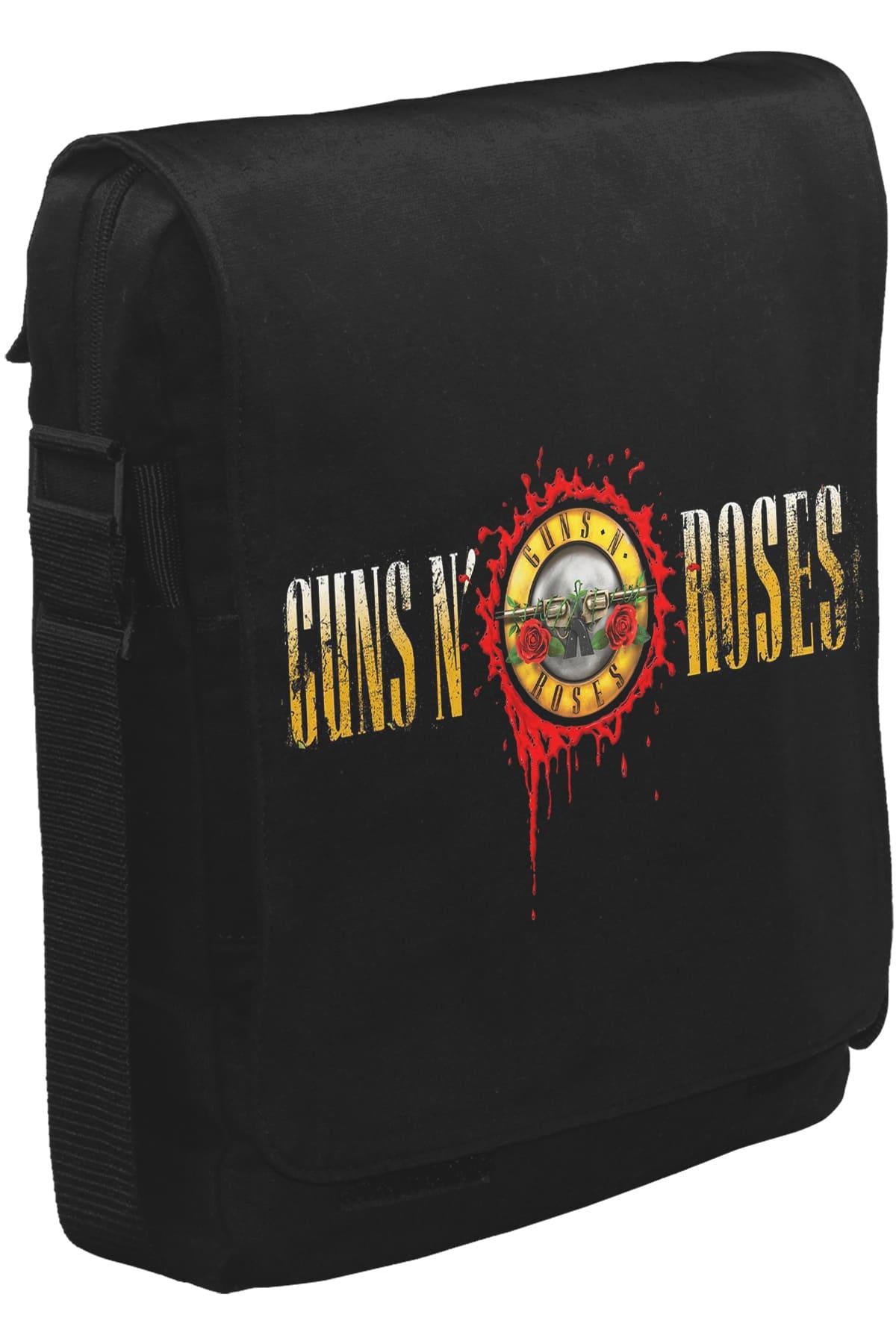 Guns N Roses - Drops Logo Unisex Siyah Postacı Çanta