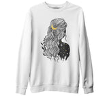 Hair by Moon Girl by Stars White Men's Thick Sweatshirt