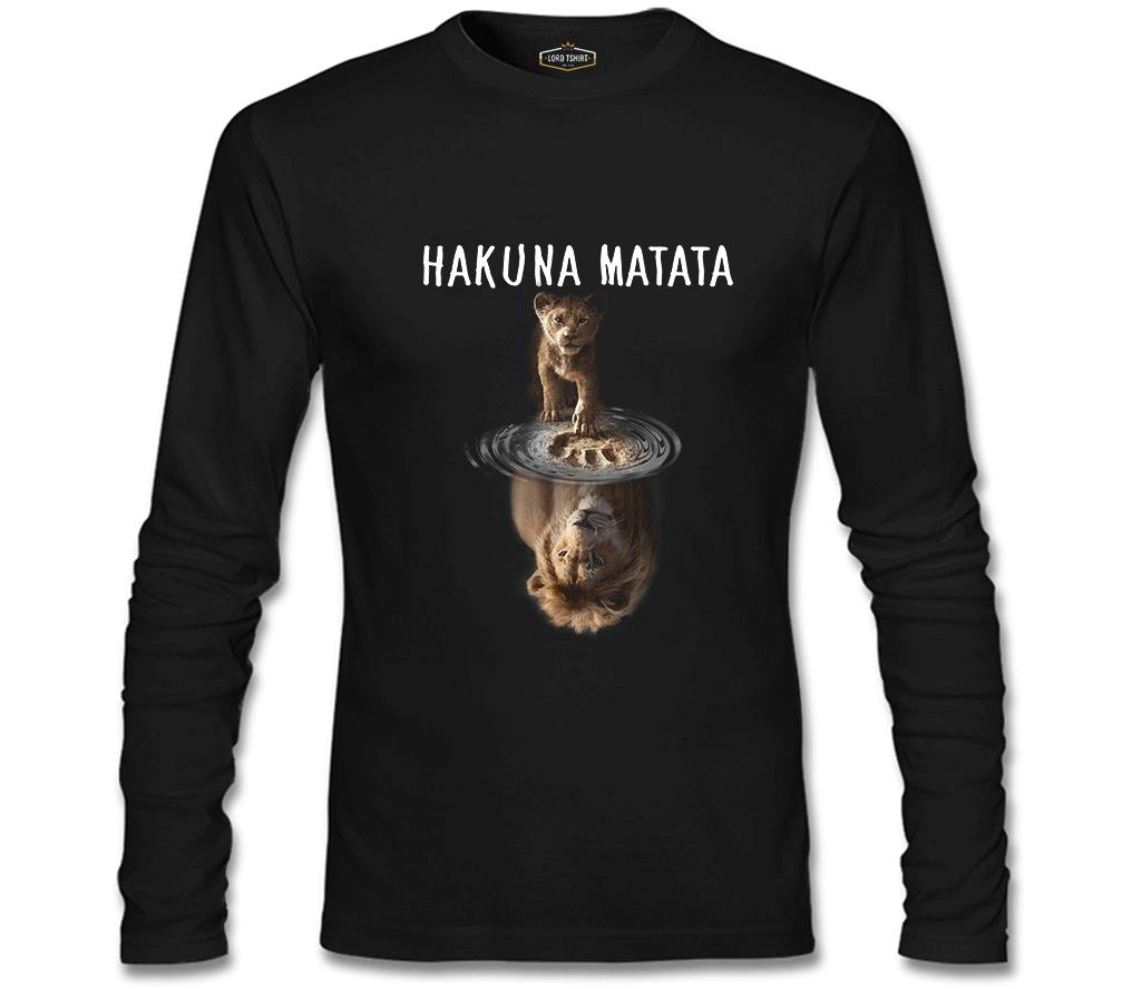 Hakuna Matata - Aslan Siyah Erkek Sweatshirt