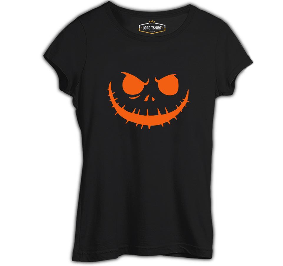 HalloWeen - Face Siyah Kadın Tshirt