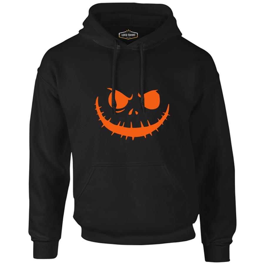 HalloWeen - Face Siyah Erkek Fermuarsız Kapşonlu