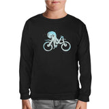 Hayvan - Ahtapot Bisiklet Siyah Çocuk Sweatshirt