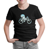 Animal - Octopus Bicycle Black Kids Tshirt