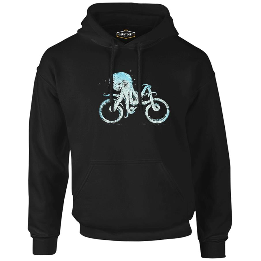 Animal - Octopus Bicycle Black Men's Zipperless Hoodie