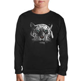 Hayvan - Kaplan Piksel Siyah Çocuk Sweatshirt