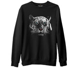 Hayvan - Kaplan Piksel Siyah Erkek Kalın Sweatshirt