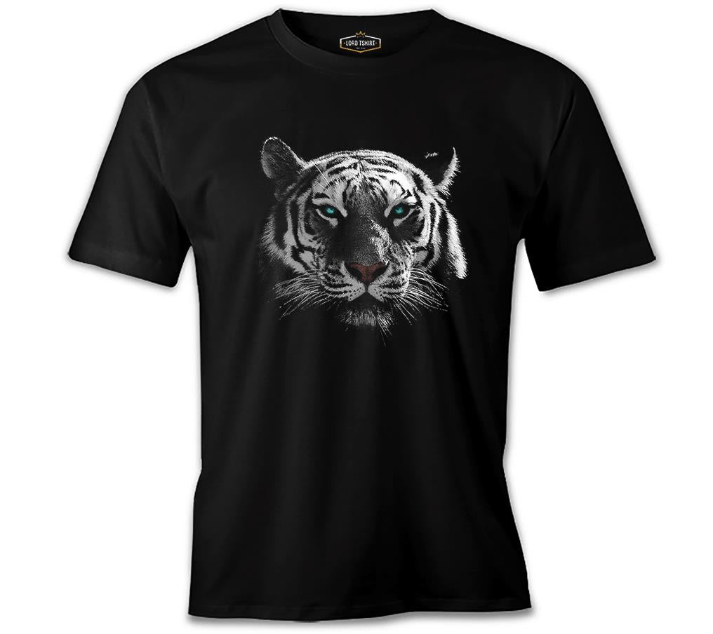 Hayvan - Kaplan Piksel Siyah Erkek Tshirt