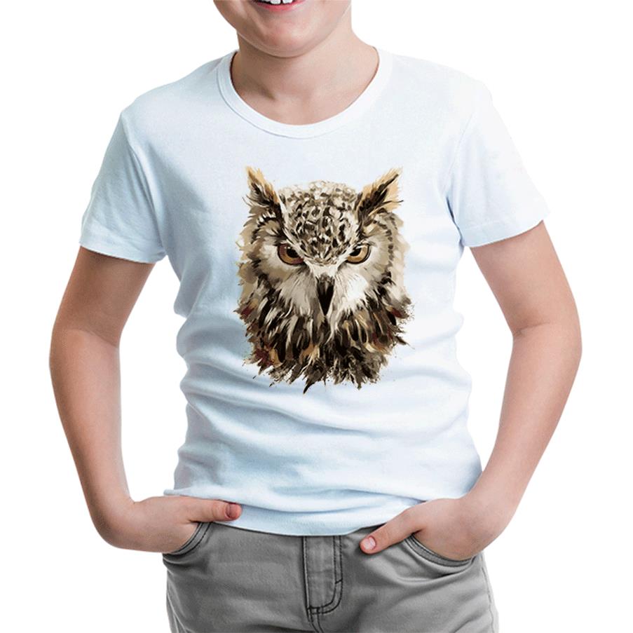 Hayvan - Vahşi Baykuş  Beyaz Çocuk Tshirt