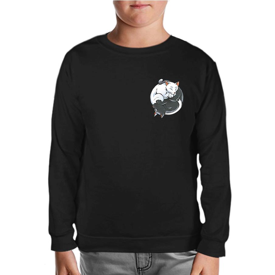 Animal - Yin Yang Cats Logo Black Kids Sweatshirt