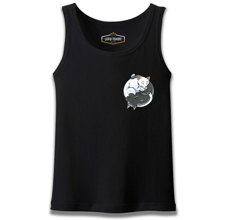 Hayvan - Yin Yang Kediler Logo Siyah Erkek Atlet