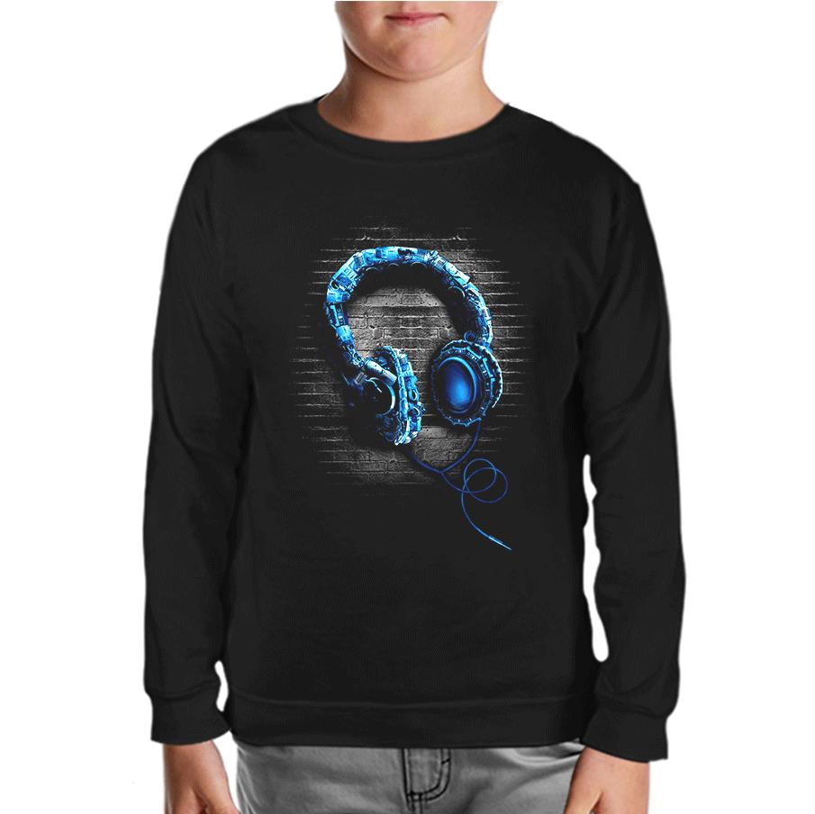 Headphone Black Kids Sweatshirt