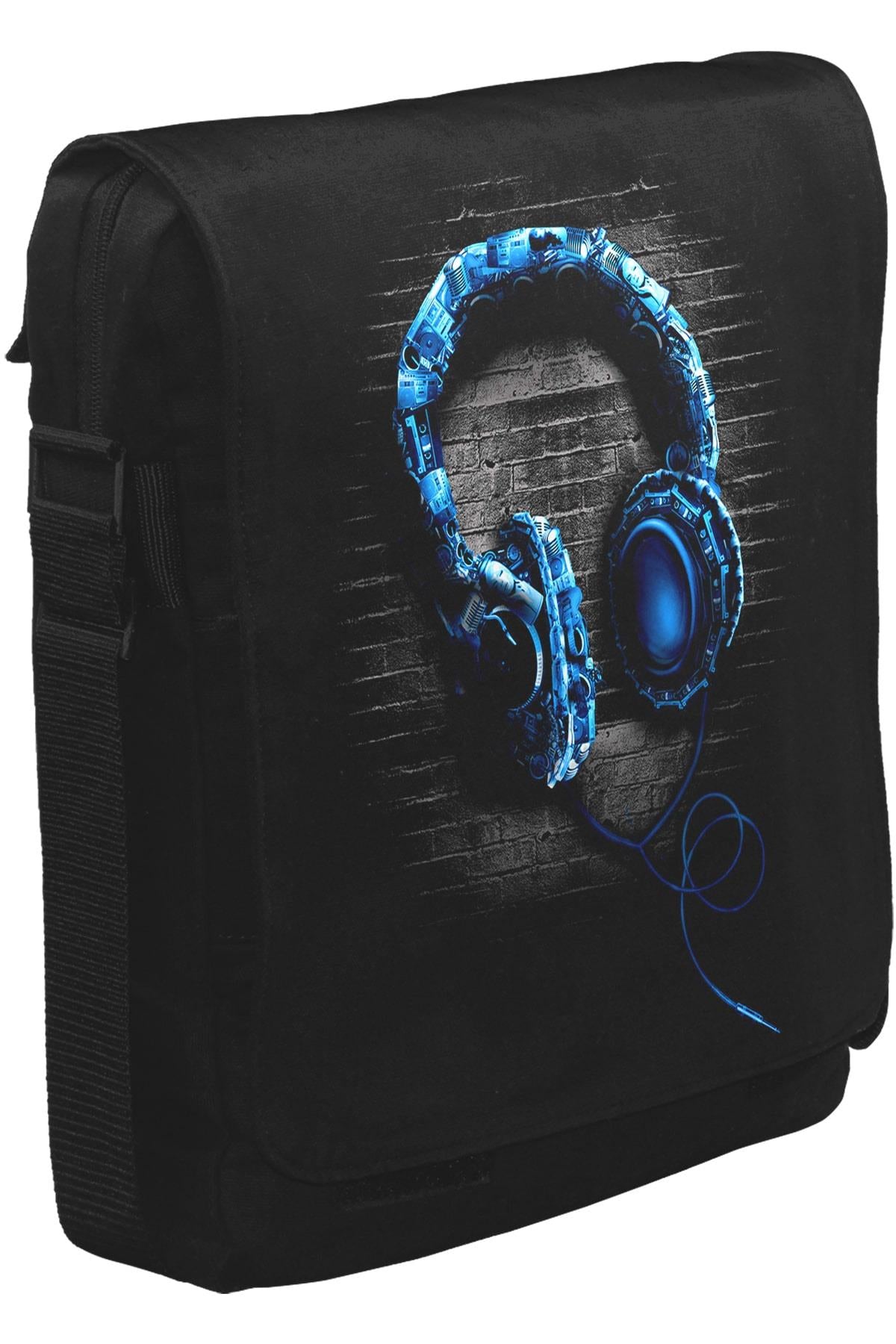 Headphone Unisex Siyah Postacı Çanta
