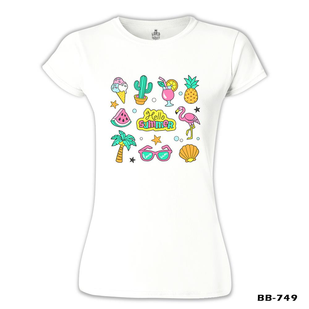 Hello Summer White Women's Tshirt