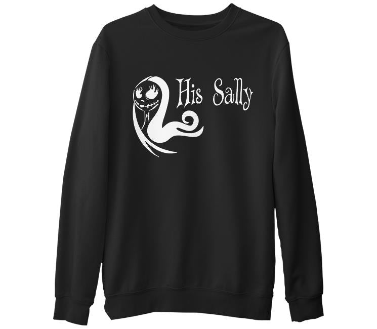 Her Sally His Jack - Sally Siyah Erkek Kalın Sweatshirt