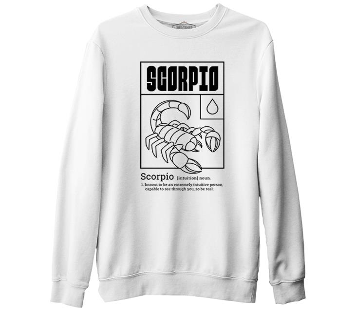 Horoscope Scorpio Intuitive Person Beyaz Erkek Kalın Sweatshirt