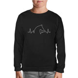 Horse on the Heartline Black Kids Sweatshirt