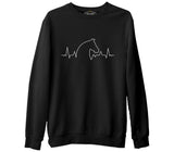 Horse on the Heartline Siyah Erkek Kalın Sweatshirt