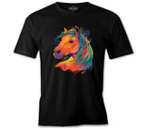 Horse with Colorful Hair Black Men's Tshirt
