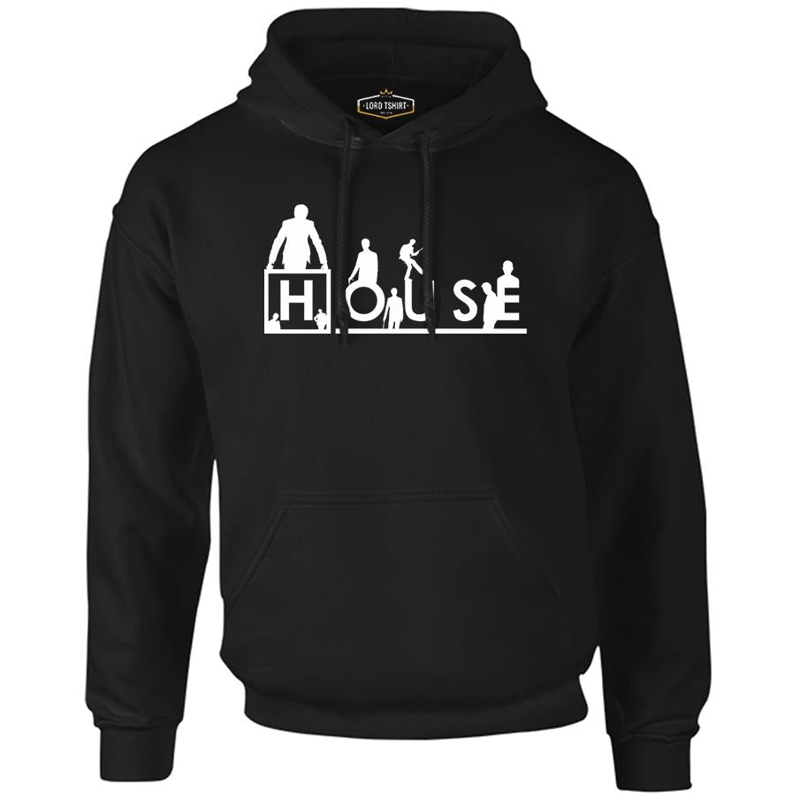 House - Thing is Siyah Erkek Fermuarsız Kapşonlu