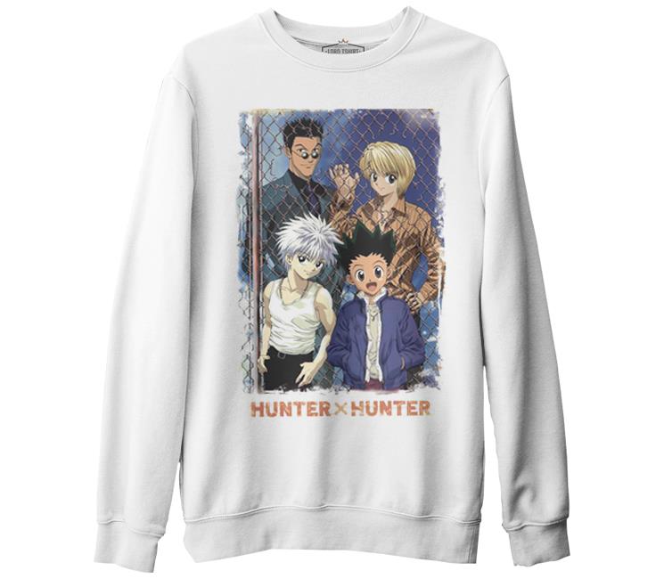 Hunter x Hunter Beyaz Erkek Kalın Sweatshirt