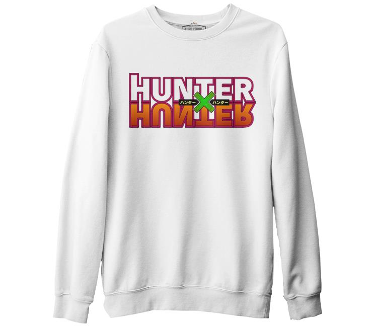 Hunter X Hunter - Logo Beyaz Erkek Kalın Sweatshirt