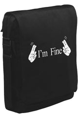 I am Fine Unisex Siyah Postacı Çanta