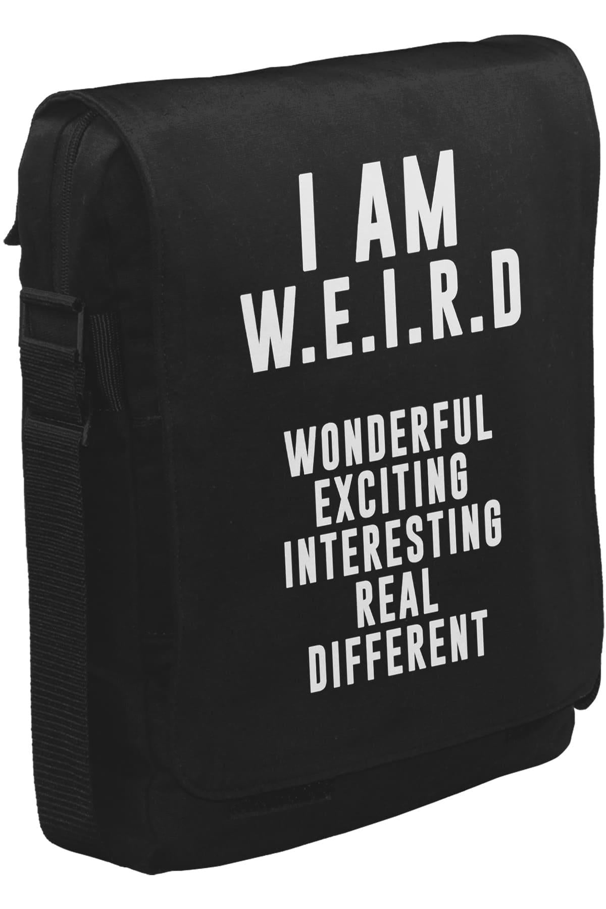 I am W.E.I.R.D Unisex Siyah Postacı Çanta
