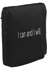 I can and I will. Unisex Siyah Postacı Çanta