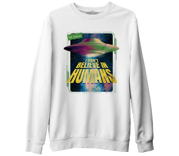 I Don't Believe in Humans White Men's Thick Sweatshirt