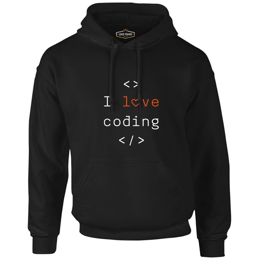 I love Coding Black Men's Zipperless Hoodie