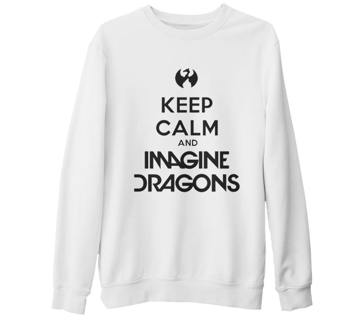 Imagine Dragons - Keep Calm Beyaz Kalın Sweatshirt