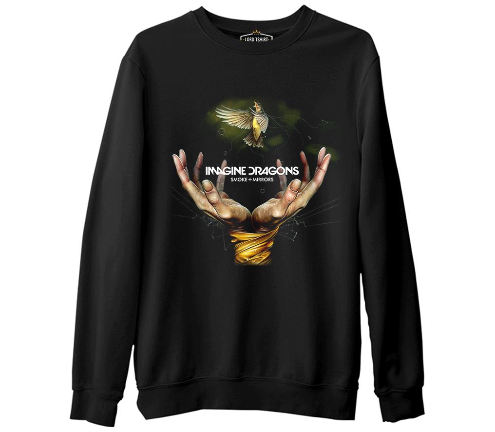 Imagine Dragons - Smoke Mirrors  Siyah Erkek Kalın Sweatshirt