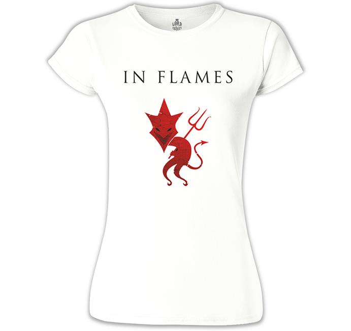 In Flames Beyaz Kadın Tshirt