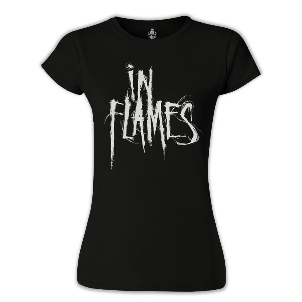 In Flames - Logo Siyah Kadın Tshirt