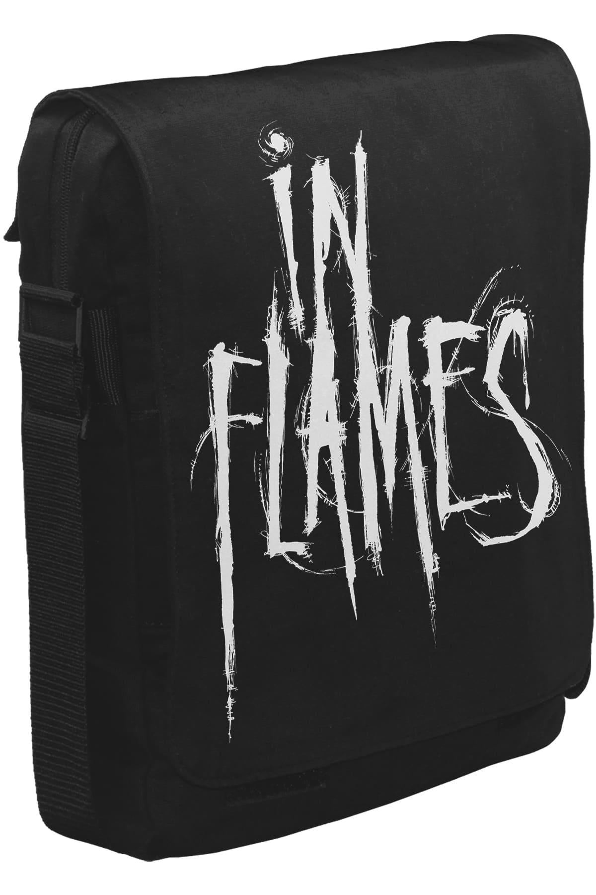 In Flames - Logo Unisex Siyah Postacı Çanta