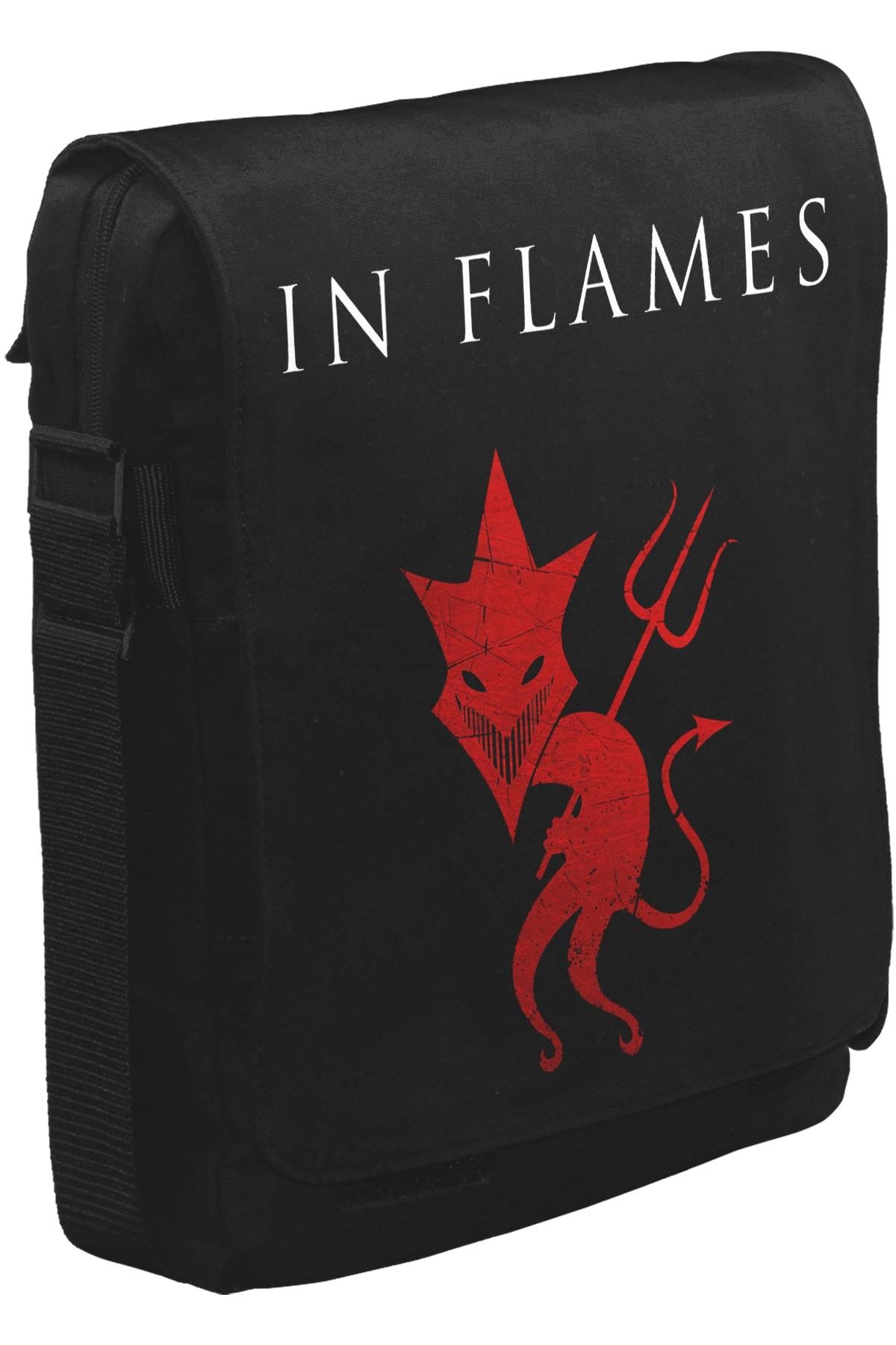In Flames Unisex Siyah Postacı Çanta