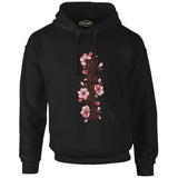 Japanese Quote with Decorative Flowers Siyah Erkek Fermuarsız Kapşonlu