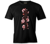 Japanese Quote with Decorative Flowers Black Men's Tshirt