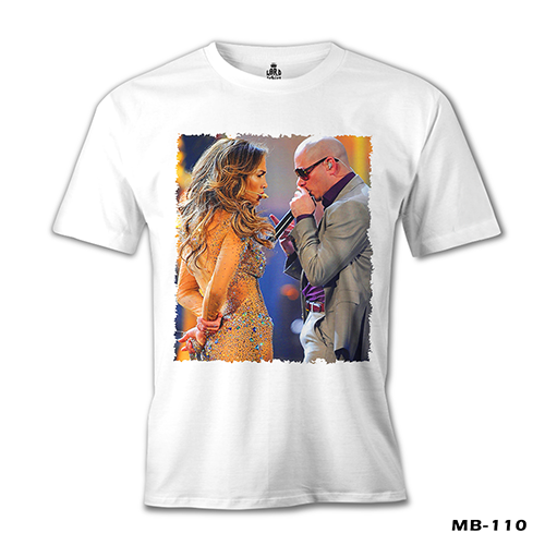 Jennifer Lopez & Pitbull Beyaz Erkek Tshirt