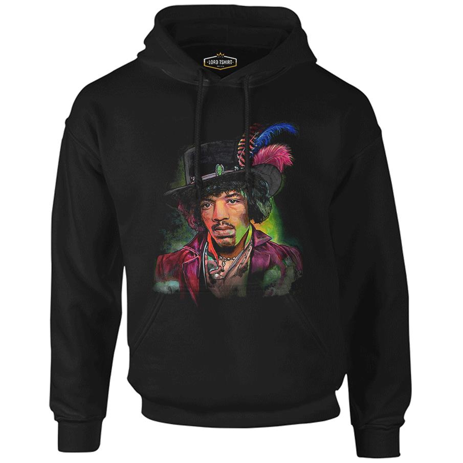 Jimi Hendrix Black Men's Zipperless Hoodie