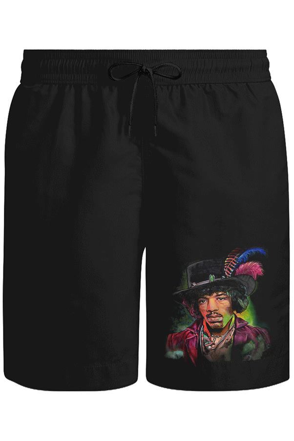 Jimi Hendrix Unisex Siyah Şort
