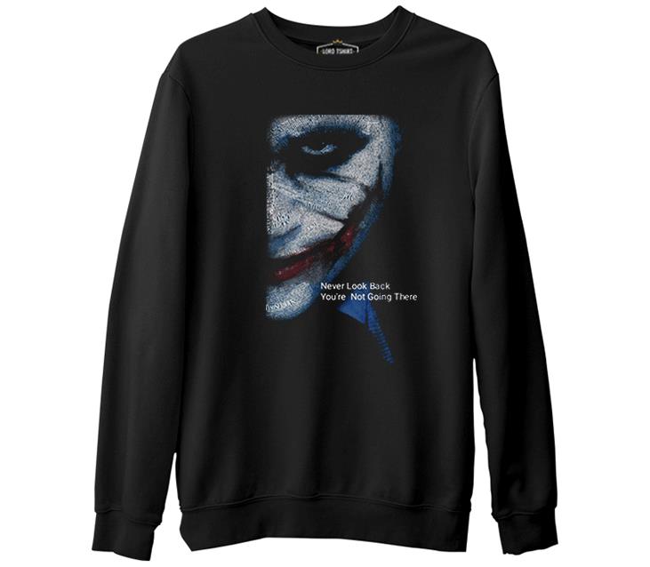 Joker - Never Look Back Siyah Erkek Kalın Sweatshirt