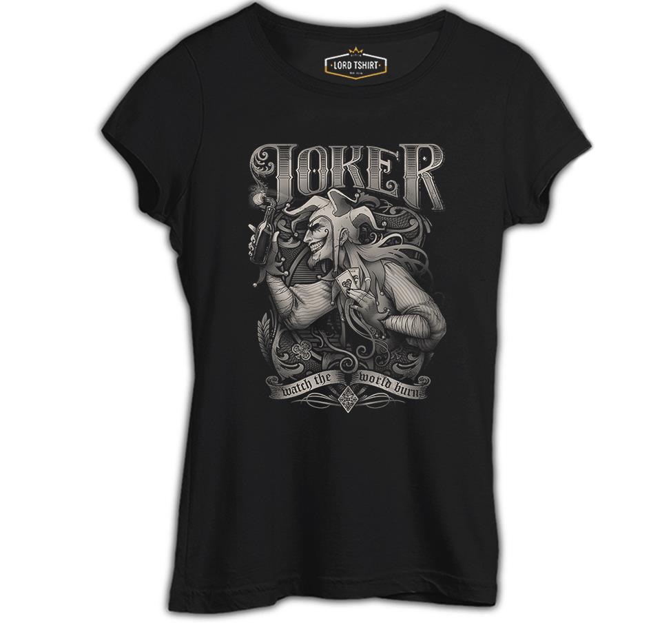 Joker - World Burn Siyah Bayan Tshirt