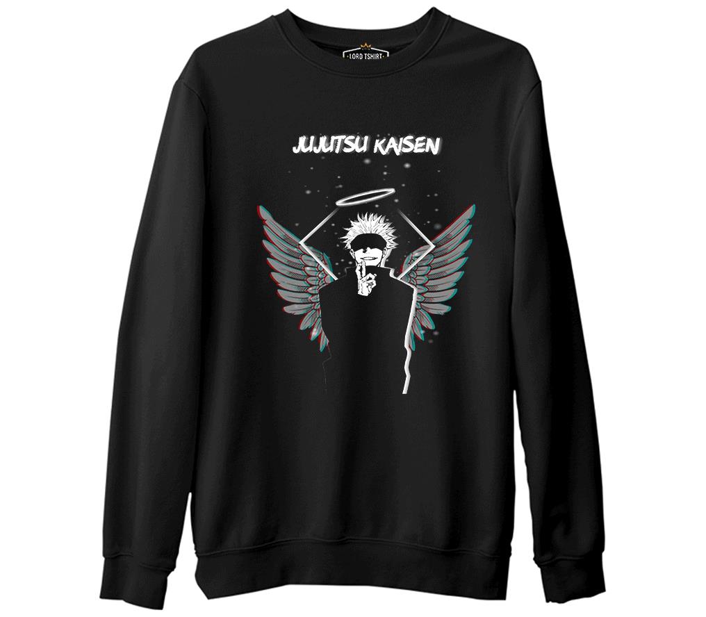 Jujutsu Kaisen - Kanat Siyah Erkek Kalın Sweatshirt