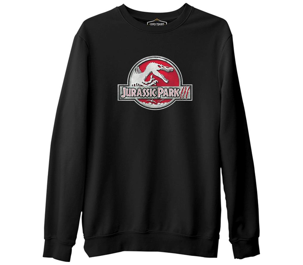 Jurassic Park - Logo  Siyah Erkek Kalın Sweatshirt