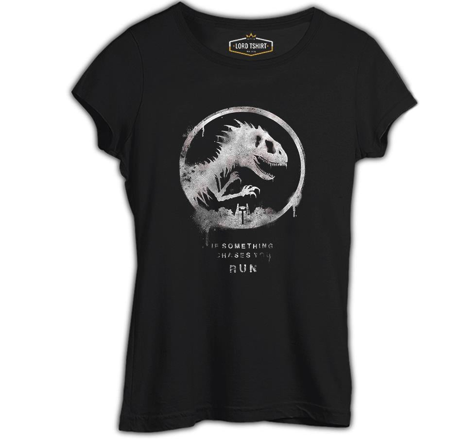 Jurassic Park - Run Siyah Kadın Tshirt