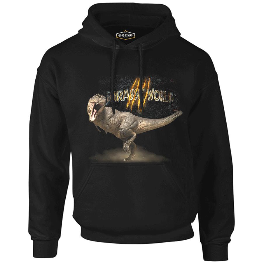 Jurassic World T-Rex Black Men's Zipperless Hoodie