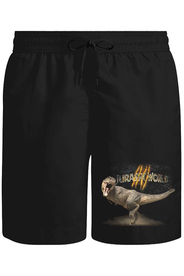 Jurassic World T-Rex Unisex Siyah Şort
